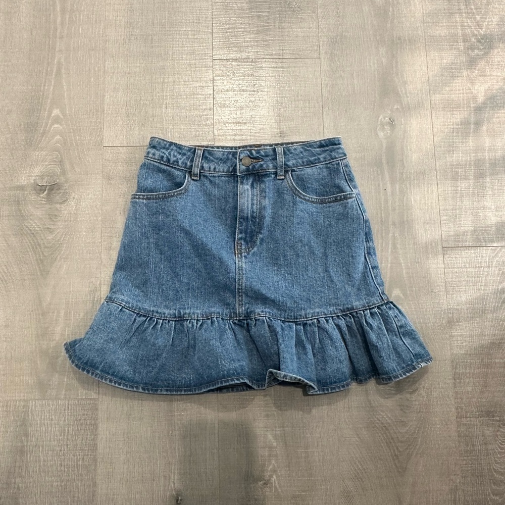 Denim Ruffle Skirt Brandy Melville